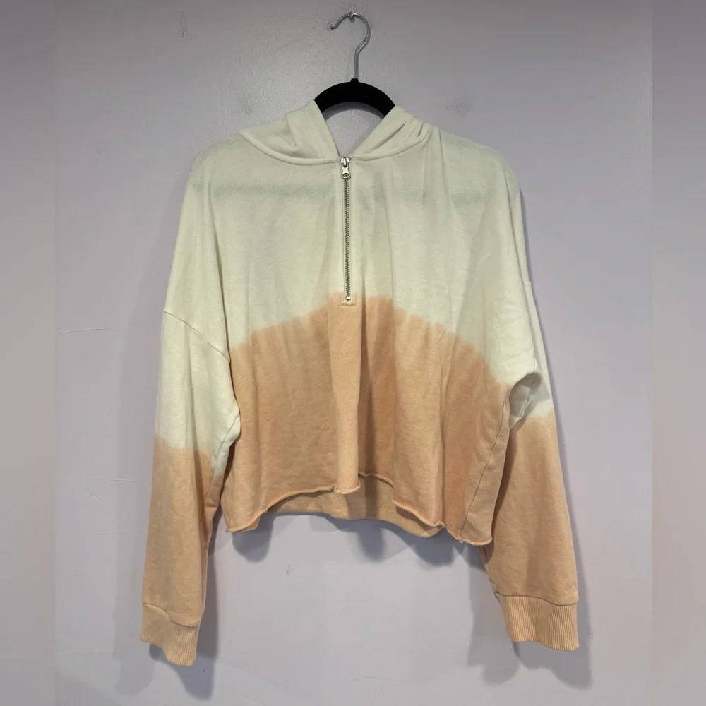 Aerie white and brown quarter zip sweater
